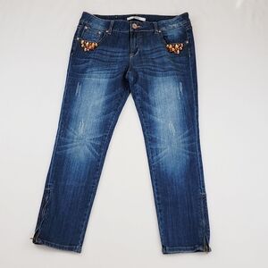 Grace In La  Zipper Hem Ankle Jeans Pants